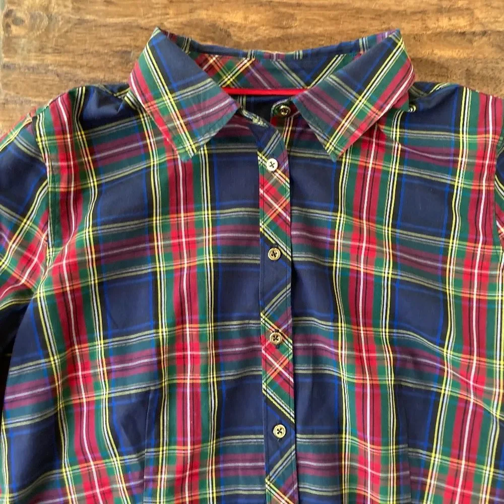 Talbot's Classic Shirt Scenic Plaid Size 10 Classic Career Office Preppy